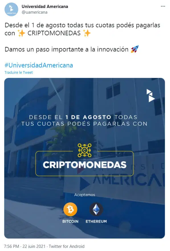 tweet université cryptomonnaie