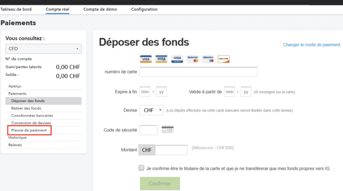 déposer fonds ig markets