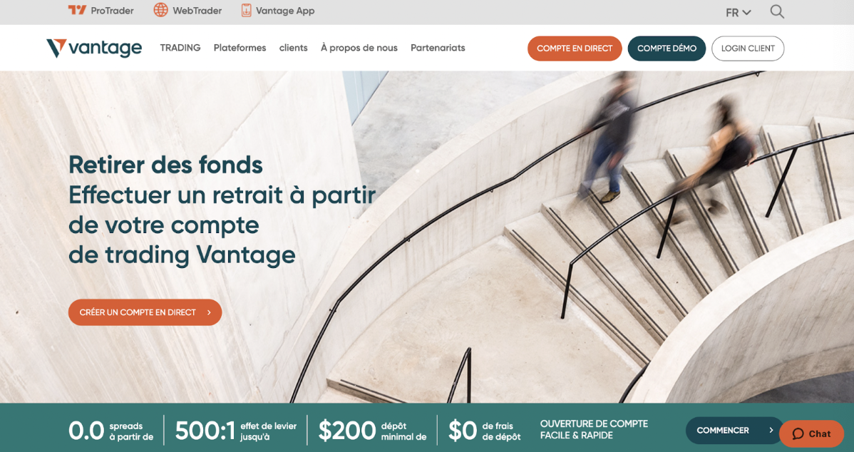 retirer fonds vantage fx