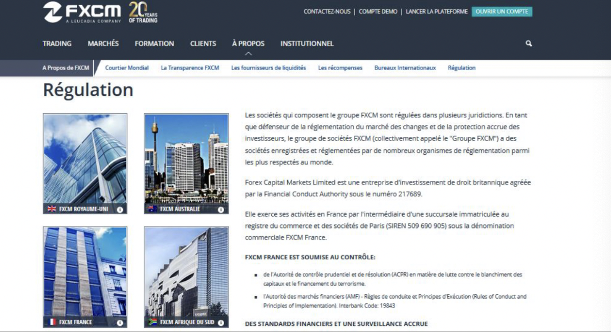 régulation fxcm