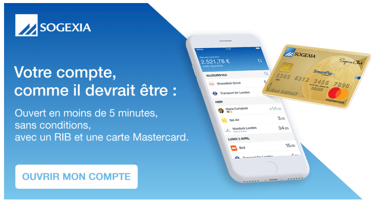 L’inscription sur la banque digitale Sogexia