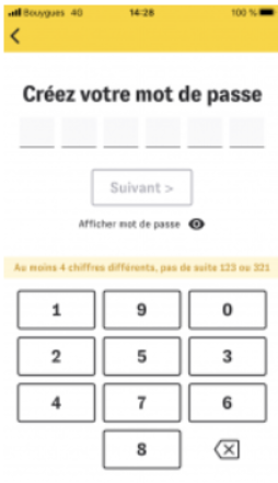 créer un mot de passe composé de 6 chiffres