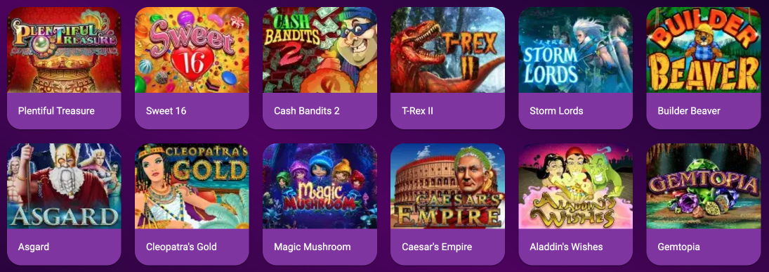 Jeux au Majestic Slots