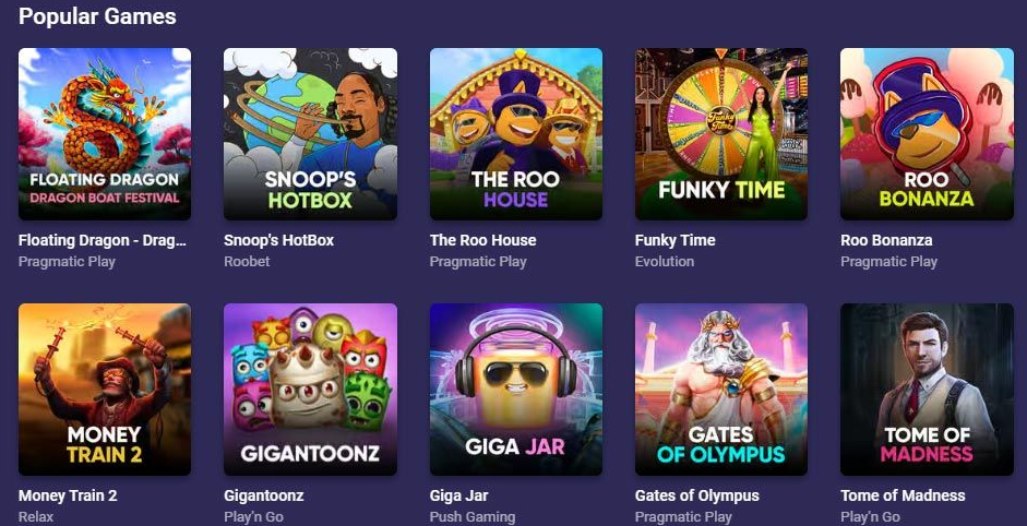 Jeux au Roobet Casino