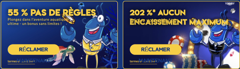 Bonus et promotions au Yabby Casino