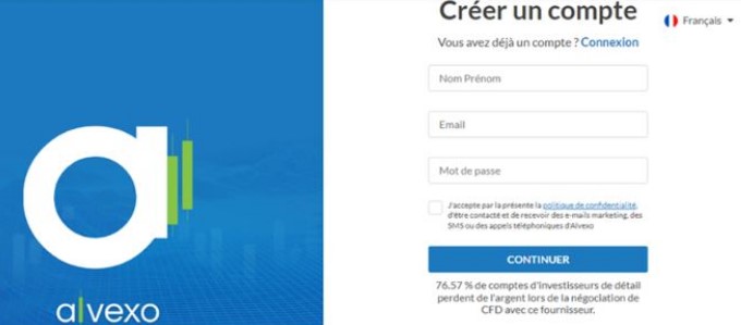 Étape 1 : ouvrir un compte sur Alvexo